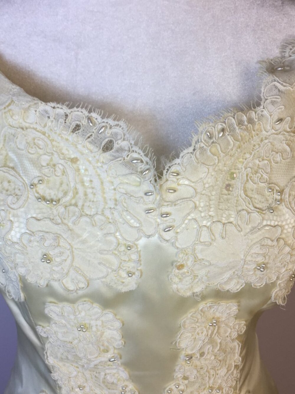 Vtg 1980s Bridal Originals Wedding Dress Size 10 Womans Cream Off the Shoulder - Picture 8 of 15